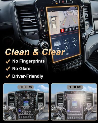Screen Protector 2 Pcs Compatible with 2019-2024 Dodge Ram 1500, Anti-Reflective Navigation Screen Protector 12 Inch Ram 1500 2500 3500 Accessories- Nano-film & Easy to Install in Kuwait