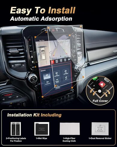 Screen Protector 2 Pcs Compatible with 2019-2024 Dodge Ram 1500, Anti-Reflective Navigation Screen Protector 12 Inch Ram 1500 2500 3500 Accessories- Nano-film & Easy to Install in Kuwait
