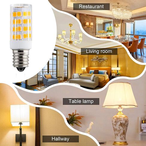 E12 مصابيح شمعدان LED 4 وات تحل محل E12 40 وات مكافئ الهالوجين، أبيض دافئ 2700K C7 T4 120V قاعدة صغيرة E12 لمروحة السقف الثريا قلادة الإضاءة مصباح الملح، غير قابل للتعتيم، 2 حزمة in Kuwait