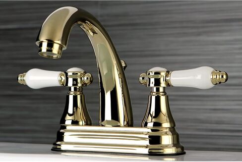 Kingston Brass KS7611BPL Bel-Air 4 "صنبور حمام في المنتصف، 4-3/4" في متناول الصنبور، كروم مصقول in Saudi Arabia