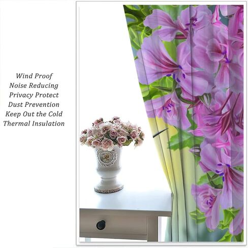 Hummingbird Blackout Curtains, Beautiful Purple Floral Hummingbird Nature Theme, for Bedroom Living Room, 2 Panel Set, 42x45 Inch in Kuwait
