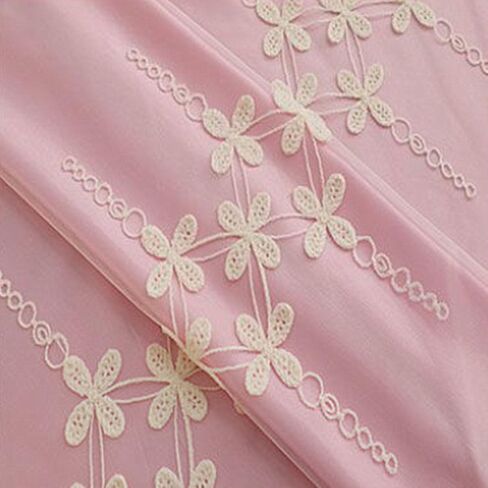 Amidoudou 1 Pair Double Layer Curtains with Valances for Living Room Flower Shaped Embroidered Curtains for Bedroom (White,54x84 Inch) in Saudi Arabia