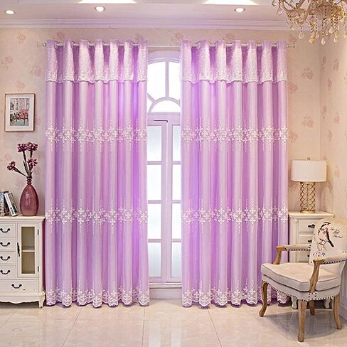 Amidoudou 1 Pair Double Layer Curtains with Valances for Living Room Flower Shaped Embroidered Curtains for Bedroom (White,54x84 Inch) in Saudi Arabia