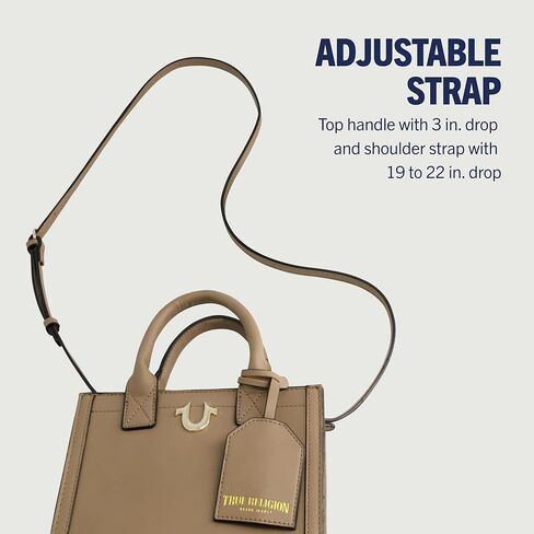 True Religion Tote Bag, Women's Mini Travel Handbag with Adjustable Shoulder Strap and Horseshoe Logo in Saudi Arabia