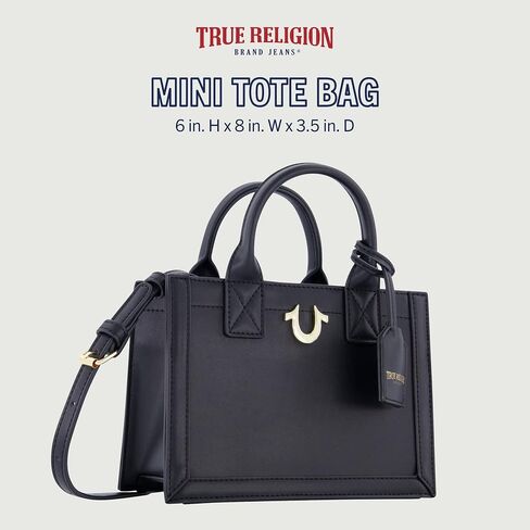 True Religion Tote Bag, Women's Mini Travel Handbag with Adjustable Shoulder Strap and Horseshoe Logo in Saudi Arabia
