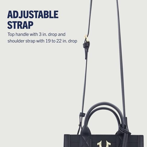 True Religion Tote Bag, Women's Mini Travel Handbag with Adjustable Shoulder Strap and Horseshoe Logo in Saudi Arabia