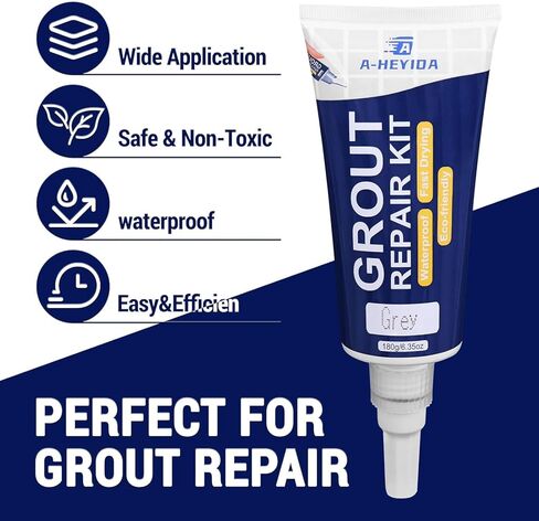 Grout Repair Kit, 180g Tile Grout Pen White Grout Filler, Fast Drying Grout Sealer for Bathroom, Kitchen Porcelain Floors, Restore and Renew Tile Grout Paint Kit (White) in Kuwait