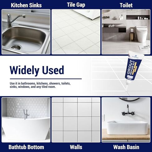 Grout Repair Kit, 180g Tile Grout Pen White Grout Filler, Fast Drying Grout Sealer for Bathroom, Kitchen Porcelain Floors, Restore and Renew Tile Grout Paint Kit (White) in Kuwait