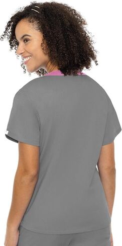 Med Couture Women's Signature V-Neck Scrub Top, Steel/Cotton Candy, XL in Saudi Arabia