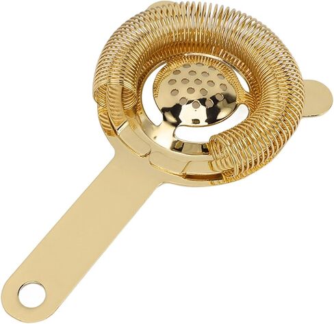 Bar Strainer, Stainless Steel Cocktail Strainer Beverage Hawthorne Strainer with Flexible Spring, 3.6 x 6.3in (Gold) in Saudi Arabia