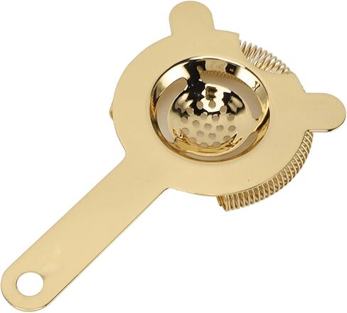 Bar Strainer, Stainless Steel Cocktail Strainer Beverage Hawthorne Strainer with Flexible Spring, 3.6 x 6.3in (Gold) in Saudi Arabia