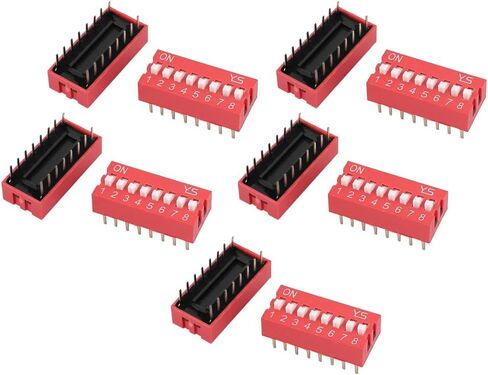 Uxcell 10 قطعة DIP Switch 2 صف 16 طرفية 8 مواضع مفتاح منزلق 2.54 مم in Saudi Arabia