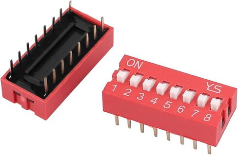 Uxcell 10 قطعة DIP Switch 2 صف 16 طرفية 8 مواضع مفتاح منزلق 2.54 مم in Saudi Arabia