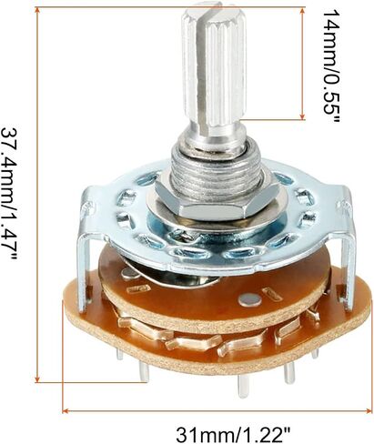 Band Channel Rotary Switch 4P3T 4 Pole 3 Position, 1 Deck [for Radio, TV, Industrial Machine Control Unit] - 2 Pcs in Saudi Arabia