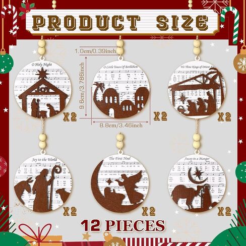مجموعة 12 قطعة من زخارف عيد الميلاد لمشهد الميلاد، هدايا مسيحية للنساء والرجال، ولادة يسوع ديكور عيد الميلاد في الأماكن المغلقة، زخارف شجرة عيد الميلاد الدينية وديكورات عيد الميلاد للمنزل in Kuwait