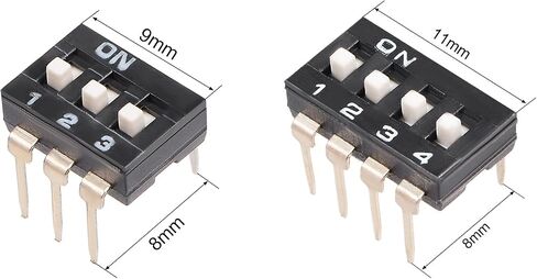 MECCANIXITY 3 Positions 4 Positions DIP Switch 2.54mm Pitch Toggle Switch Black 10 Pcs 20 Pcs in Saudi Arabia