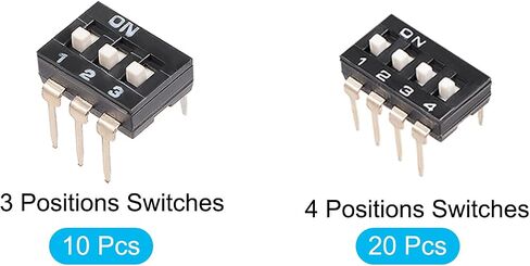 MECCANIXITY 3 Positions 4 Positions DIP Switch 2.54mm Pitch Toggle Switch Black 10 Pcs 20 Pcs in Saudi Arabia