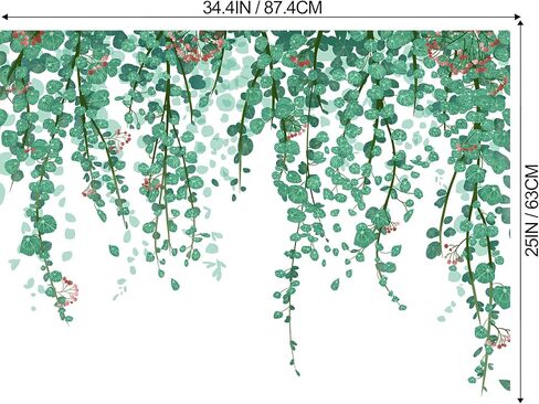 النباتات الخضراء يترك جدار الشارات شنقا ملصقات الحائط الكرمة طبيعة النبات جدار ديكور قابل للإزالة الفينيل قشر وعصا جدار جدارية لغرفة النوم غرفة المعيشة الفصول الدراسية مكتب أريكة خلفية التلفزيون in Kuwait