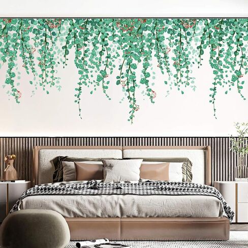 النباتات الخضراء يترك جدار الشارات شنقا ملصقات الحائط الكرمة طبيعة النبات جدار ديكور قابل للإزالة الفينيل قشر وعصا جدار جدارية لغرفة النوم غرفة المعيشة الفصول الدراسية مكتب أريكة خلفية التلفزيون in Kuwait