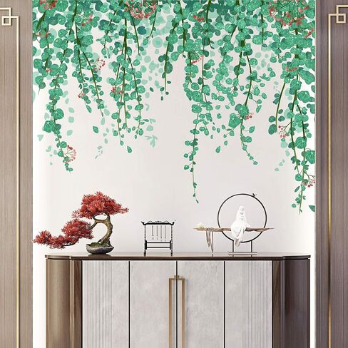 النباتات الخضراء يترك جدار الشارات شنقا ملصقات الحائط الكرمة طبيعة النبات جدار ديكور قابل للإزالة الفينيل قشر وعصا جدار جدارية لغرفة النوم غرفة المعيشة الفصول الدراسية مكتب أريكة خلفية التلفزيون in Kuwait