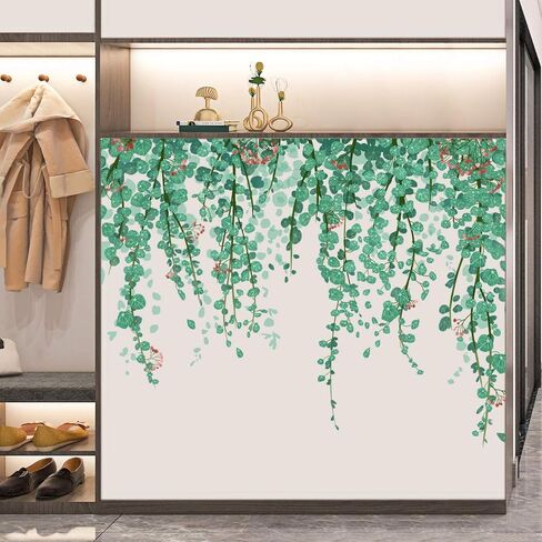 النباتات الخضراء يترك جدار الشارات شنقا ملصقات الحائط الكرمة طبيعة النبات جدار ديكور قابل للإزالة الفينيل قشر وعصا جدار جدارية لغرفة النوم غرفة المعيشة الفصول الدراسية مكتب أريكة خلفية التلفزيون in Kuwait