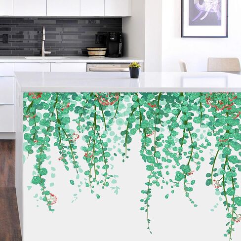 النباتات الخضراء يترك جدار الشارات شنقا ملصقات الحائط الكرمة طبيعة النبات جدار ديكور قابل للإزالة الفينيل قشر وعصا جدار جدارية لغرفة النوم غرفة المعيشة الفصول الدراسية مكتب أريكة خلفية التلفزيون in Kuwait