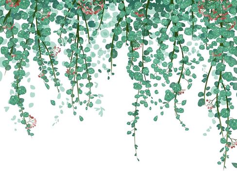 النباتات الخضراء يترك جدار الشارات شنقا ملصقات الحائط الكرمة طبيعة النبات جدار ديكور قابل للإزالة الفينيل قشر وعصا جدار جدارية لغرفة النوم غرفة المعيشة الفصول الدراسية مكتب أريكة خلفية التلفزيون in Kuwait