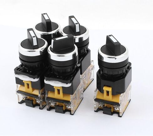 uxcell AC 440V 10A, 2 Positions DPST Rotary Selector Select Switch Latching Lock 5 Piece in Saudi Arabia
