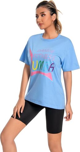 Women's Gym Tank Tops & T-Shirts. Unisex Loose fit, Active Graphic Prints. Perfect for Dance, Sport, and Workout Size L Blue in Saudi Arabia