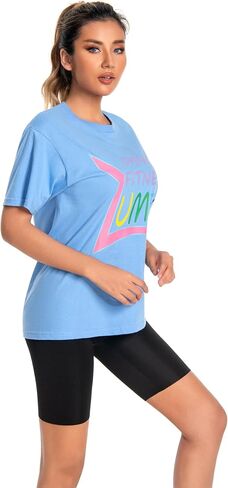 Women's Gym Tank Tops & T-Shirts. Unisex Loose fit, Active Graphic Prints. Perfect for Dance, Sport, and Workout Size L Blue in Saudi Arabia
