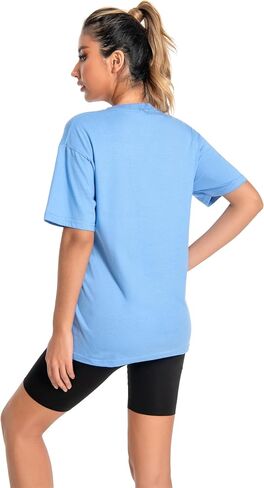 Women's Gym Tank Tops & T-Shirts. Unisex Loose fit, Active Graphic Prints. Perfect for Dance, Sport, and Workout Size L Blue in Saudi Arabia