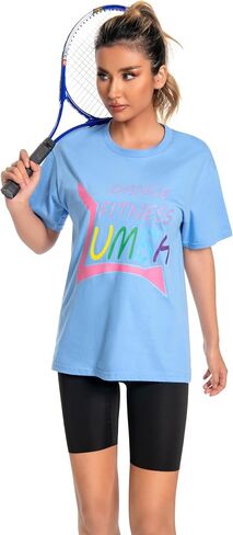 Women's Gym Tank Tops & T-Shirts. Unisex Loose fit, Active Graphic Prints. Perfect for Dance, Sport, and Workout Size L Blue in Saudi Arabia