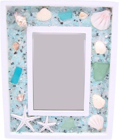Wowser Faux Seashell Picture Frame, Freestanding Frame, Nautical Decor, Fits a 4x6 Inch Photo in Saudi Arabia