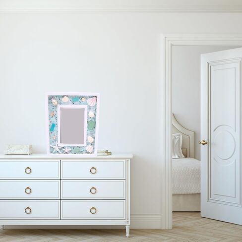 Wowser Faux Seashell Picture Frame, Freestanding Frame, Nautical Decor, Fits a 4x6 Inch Photo in Saudi Arabia