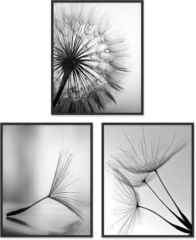 Black and White Wall Art Prints Posters Minimalist Decor, 8x10 Canvas Prints Unframed Set of 3, Plant Posters Aesthetic for Living Room in Kuwait