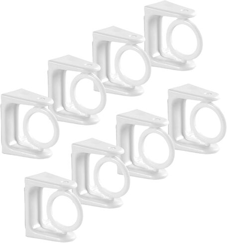 دعامات قضيب ستارة حلقية دوارة، حامل قضيب ستارة قابل للتعديل بدون حفر، دعامات قضيب ستارة ذاتية اللصق سهلة 360 حلقة دوارة، خطافات شماعات لجدار المطبخ ومنشفة الحمام، 8 عبوات بيضاء in Kuwait