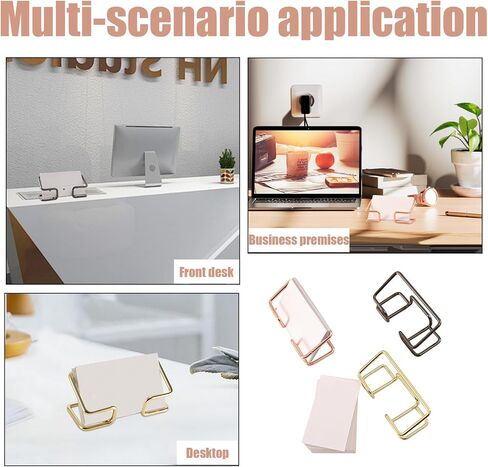 3 Pack Gold Business Card Holder Desk, Metal Business Card Display Stand, Modern Name Business Card Organizer for Desktop Office Home Reception School Women Men (Gold) in Kuwait