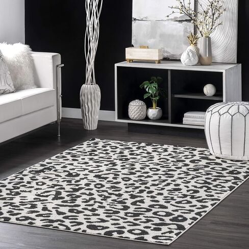 nuLOOM Annette Modern Leopard Print Area Rug, 5x7, Dark Grey in Saudi Arabia