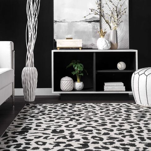 nuLOOM Annette Modern Leopard Print Area Rug, 5x7, Dark Grey in Saudi Arabia