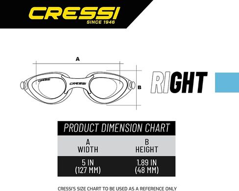 Cressi Adult Swimming Goggles with Curved Lenses for Wide Vision - Right made in Italy in Saudi Arabia