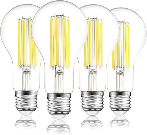 FLSNT 200W Equivalent A23 LED Light Bulbs, Efficient 17W, 3010Lumens, 5000K Daylight, CRI82, E26 Medium Base, Clear Glass, 4 Pack, Non-Dimmable in Saudi Arabia