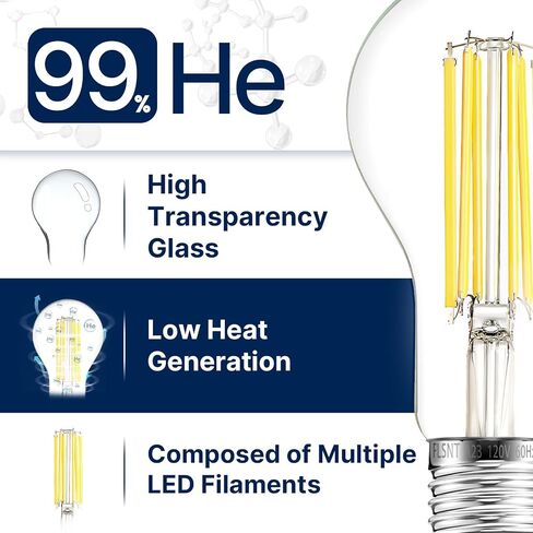 FLSNT 200W Equivalent A23 LED Light Bulbs, Efficient 17W, 3010Lumens, 5000K Daylight, CRI82, E26 Medium Base, Clear Glass, 4 Pack, Non-Dimmable in Saudi Arabia