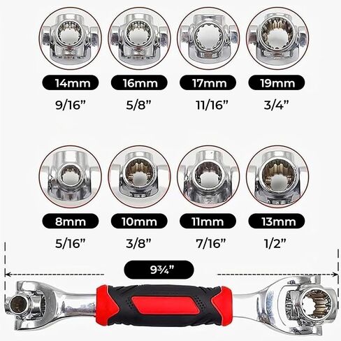 52 in 1 Socket Wrench, Stainless Steel Professional Multi-Functional Rotating Tools, 360 Degree Revolving Spanner, Head Spanner Tool for Home, Bicycle and Car Repair in Saudi Arabia
