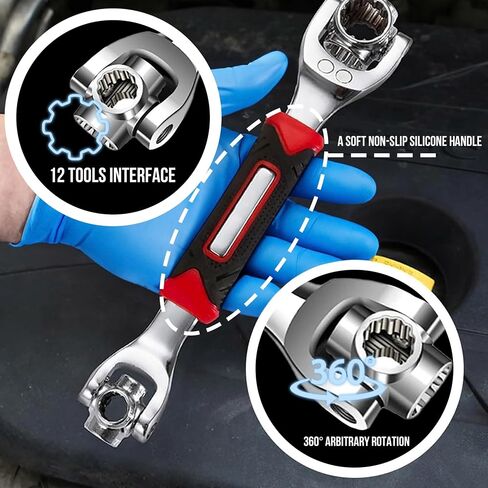 52 in 1 Socket Wrench, Stainless Steel Professional Multi-Functional Rotating Tools, 360 Degree Revolving Spanner, Head Spanner Tool for Home, Bicycle and Car Repair in Saudi Arabia