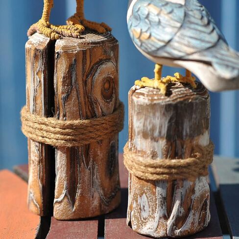 Seabird Shape Ornament Creative Mediterranean Style Wood Bird Artistic Figurine Bookshelf TV Cabinet Decorative Craft 2pcs for Home Living Room ( Big and Small for 1 Set ) in Saudi Arabia