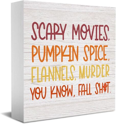 Fall Decor Halloween Decorations Home Farmhouse Decor, Halloween Decor Horror Decor Wooden Box Sign Living Room Kitchen Decor Desk Cubicle Table Bookcase Decor Accessories, Fall Decorations for Home in Kuwait