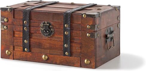 صندوق صندوق خشبي مستوحى من الطراز القديم من Soul & Lane مزود بأشرطة زخرفية - حل تخزين وديكور متعدد الاستخدامات، مثالي لأجهزة التحكم عن بعد والهدايا التذكارية واللوازم المكتبية in Kuwait