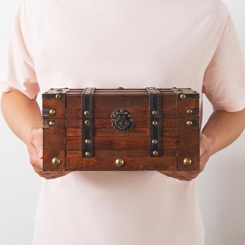 صندوق صندوق خشبي مستوحى من الطراز القديم من Soul & Lane مزود بأشرطة زخرفية - حل تخزين وديكور متعدد الاستخدامات، مثالي لأجهزة التحكم عن بعد والهدايا التذكارية واللوازم المكتبية in Kuwait