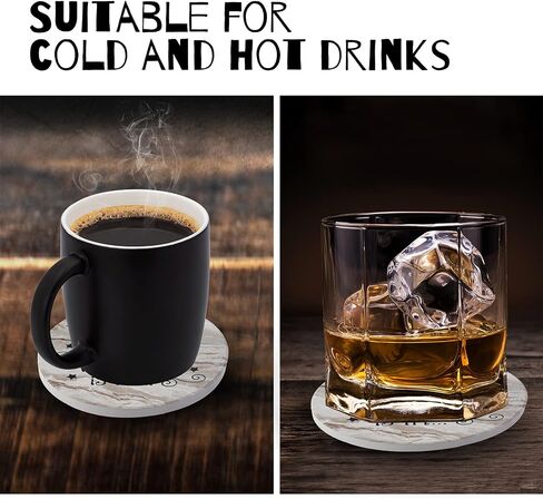6pcs Halloween Cup Drinks Coasters with Holder,Round Absorbent Ceramic Coaster Set,Funny Drink Coasters with Cork Base for Tabletop Protection,Ideal Gift for Halloween,Housewarming,Birthday in Saudi Arabia