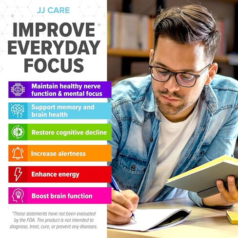 رقعة التركيز JJ CARE - حزمة من 50 رقعة تركيز طبيعية بالكامل للبالغين، تدعم التركيز والتركيز والذاكرة | توريد 50 يومًا من Brain Patch in Kuwait